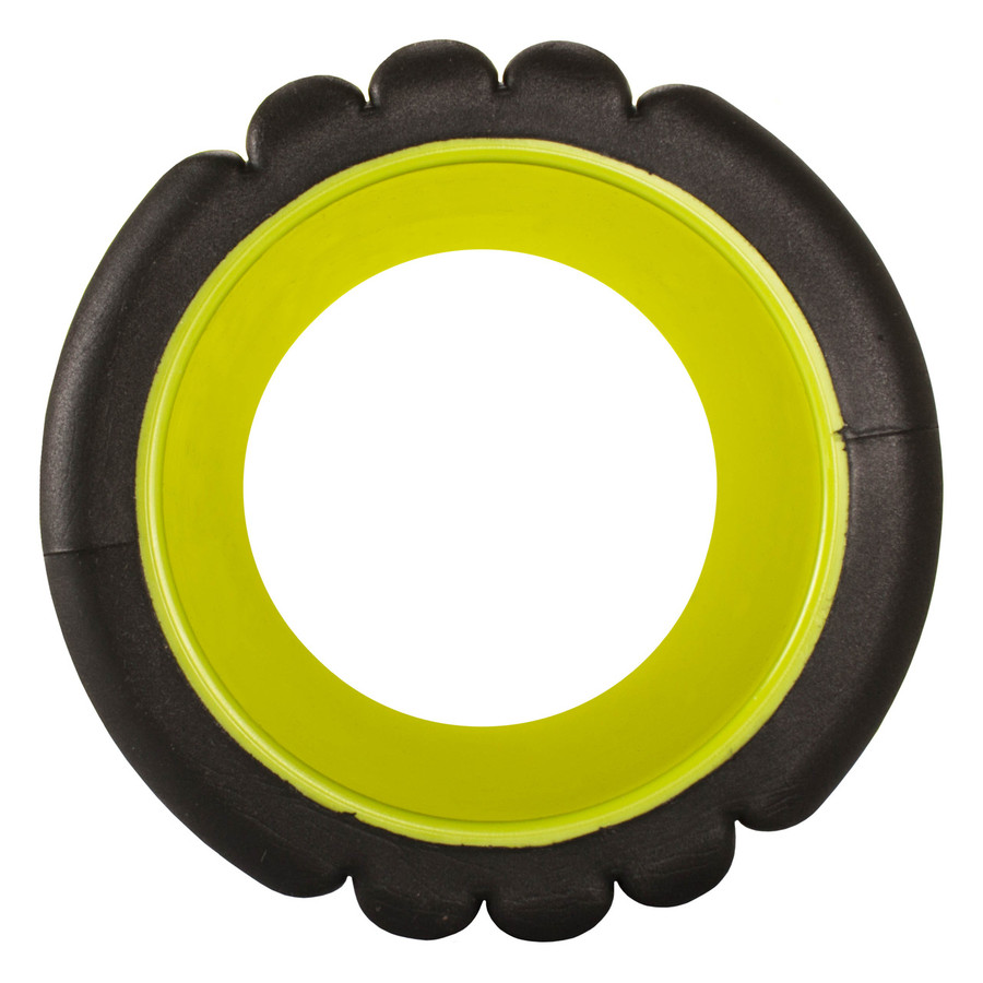 Top view of GRID Foam Roller Black showing thickness and hollow center.