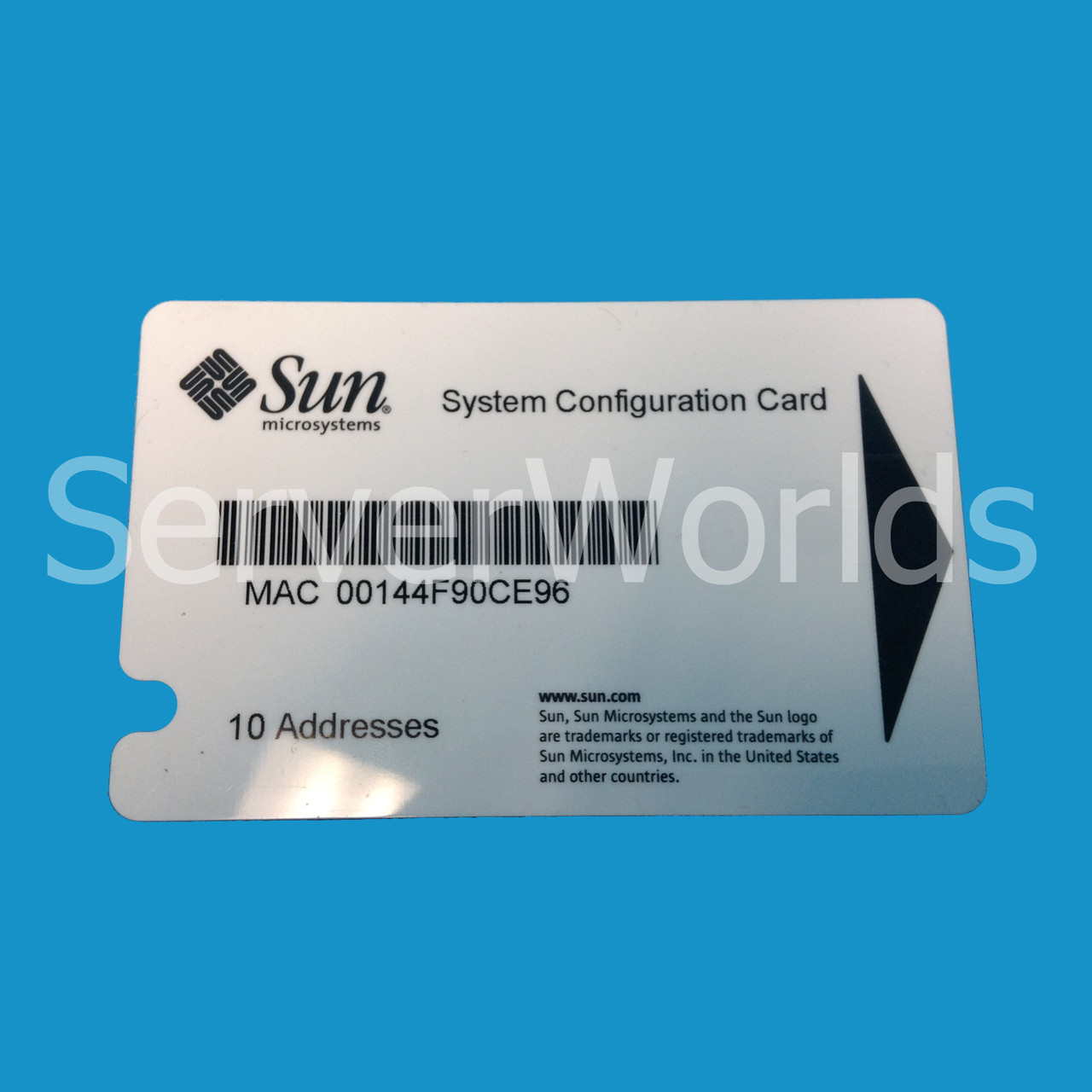Sun 371-0795 Netra 210 System Configuration Card 