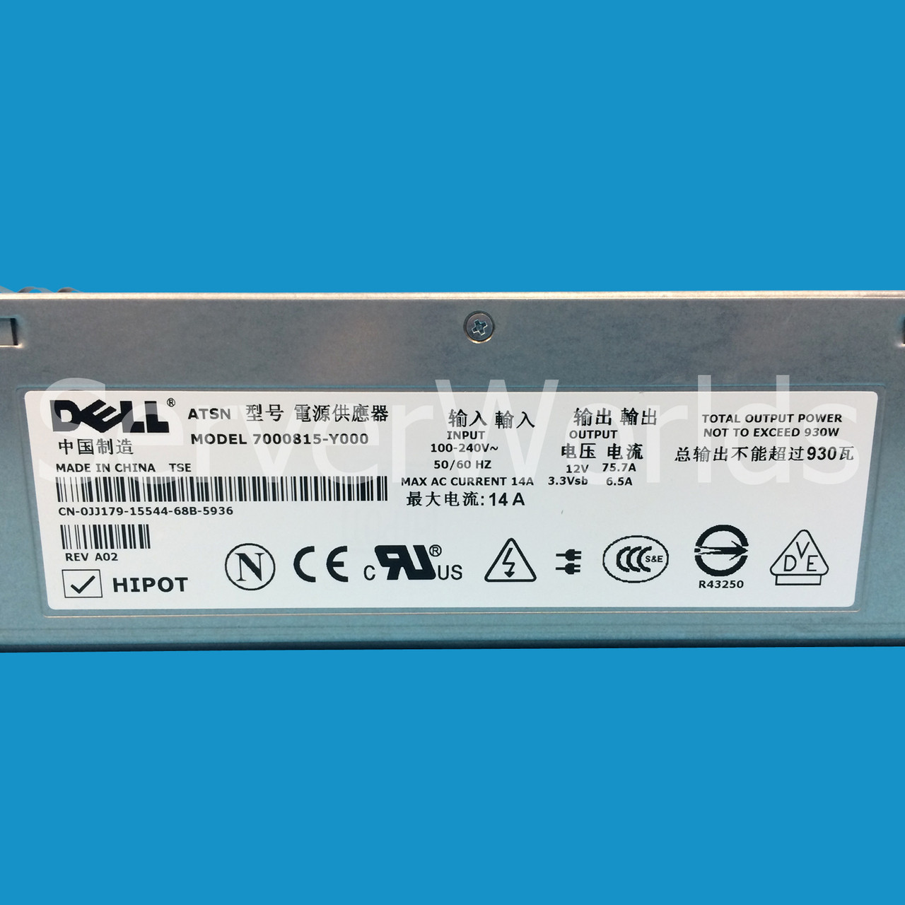 Dell JJ179 Poweredge 2800 Power Supply 7000815-Y000