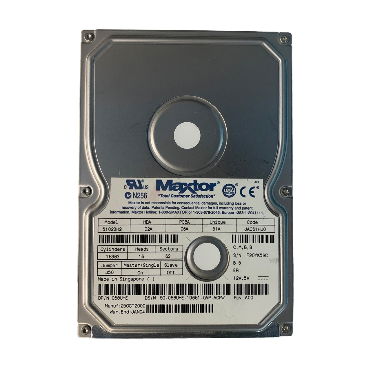 Dell 68UHE 10.2GB 7.2K 3.5" IDE Drive 51023H2