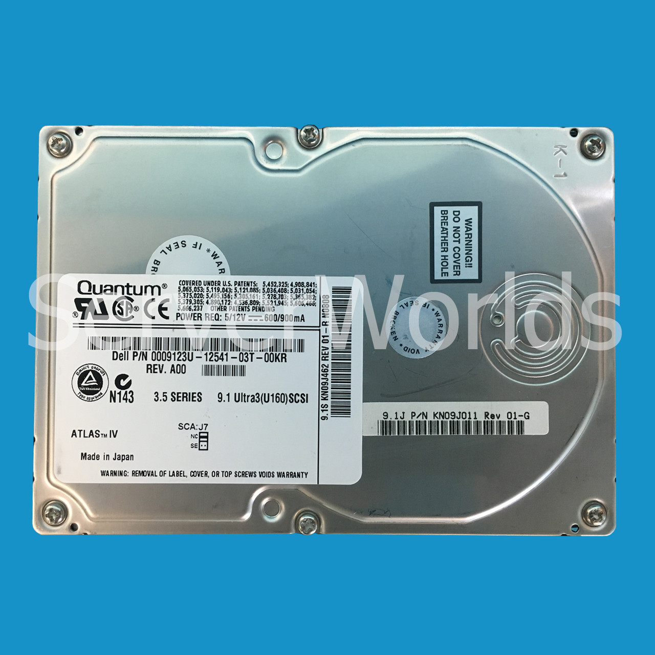 Dell 9123U 9.1GB U160 7.2K 80Pin Drive KN09J462 KN09J011