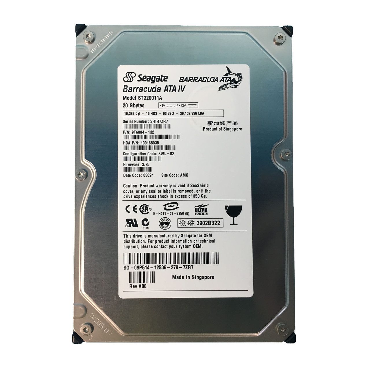 Dell 9P514 20GB 7.2K 3.5" IDE Drive ST320011A 9T6004-132