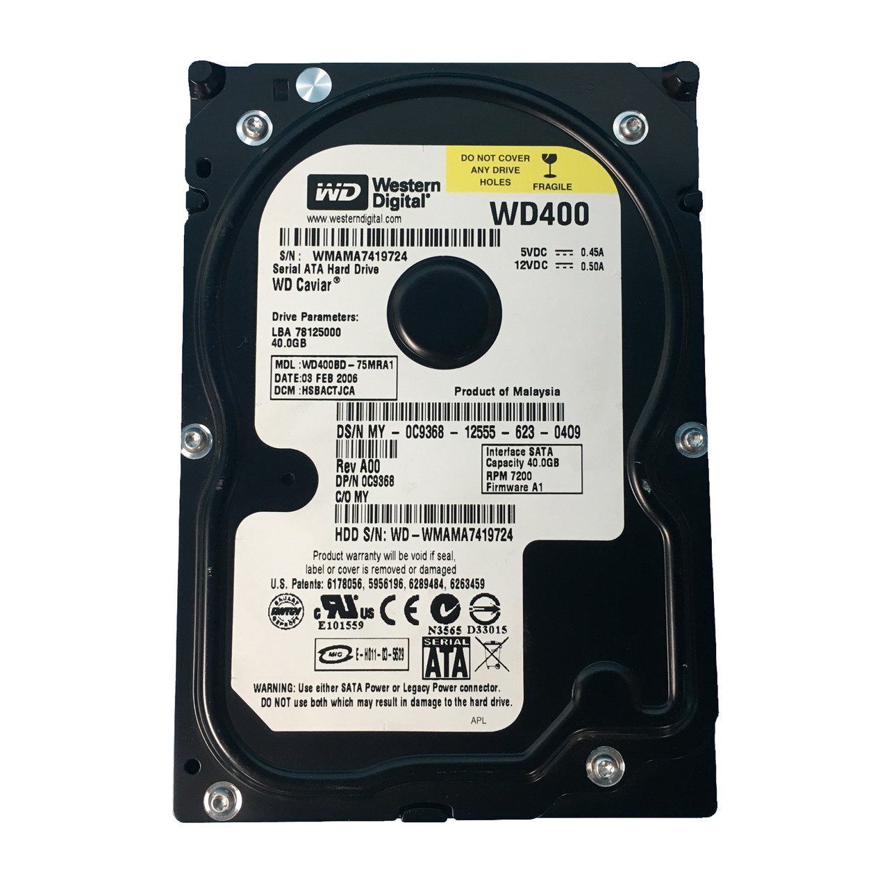 Dell C9368 40GB SATA 7.2K 3.5" Drive WD400BD-75MRA1