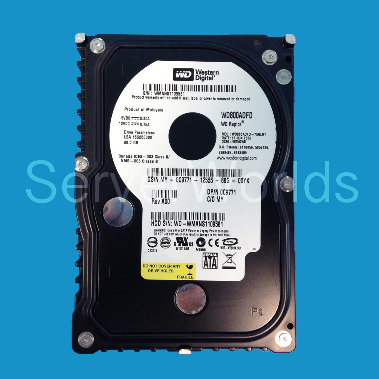 Dell  C9771 80GB SATA 10K 3.5" Raptor Drive WD800ADFD-75NLR1