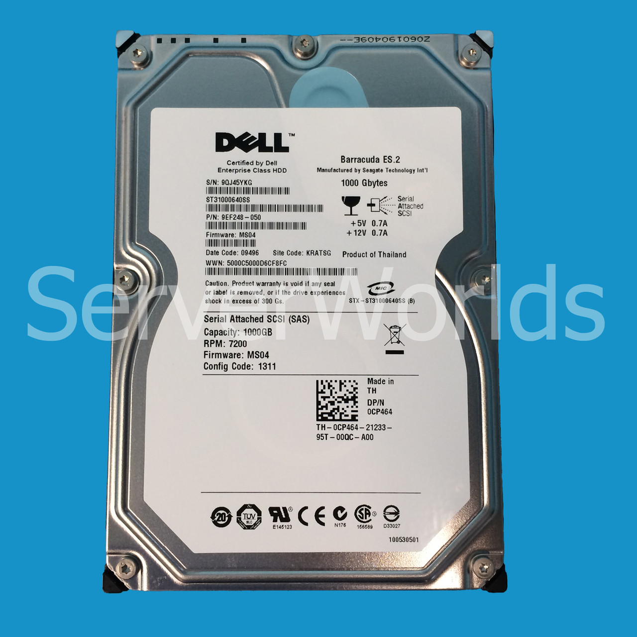 Dell CP464 1TB NL SAS 7.2K 3GBPS 3.5" Drive 9EF248-050 ST31000640SS