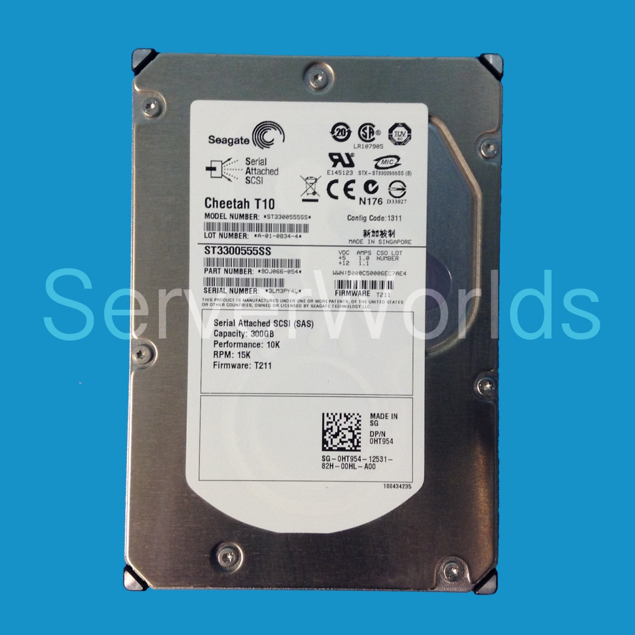 Dell HT954 300GB SAS 10K 3GBPS 3.5" Drive ST3300555SS 9DJ066-054