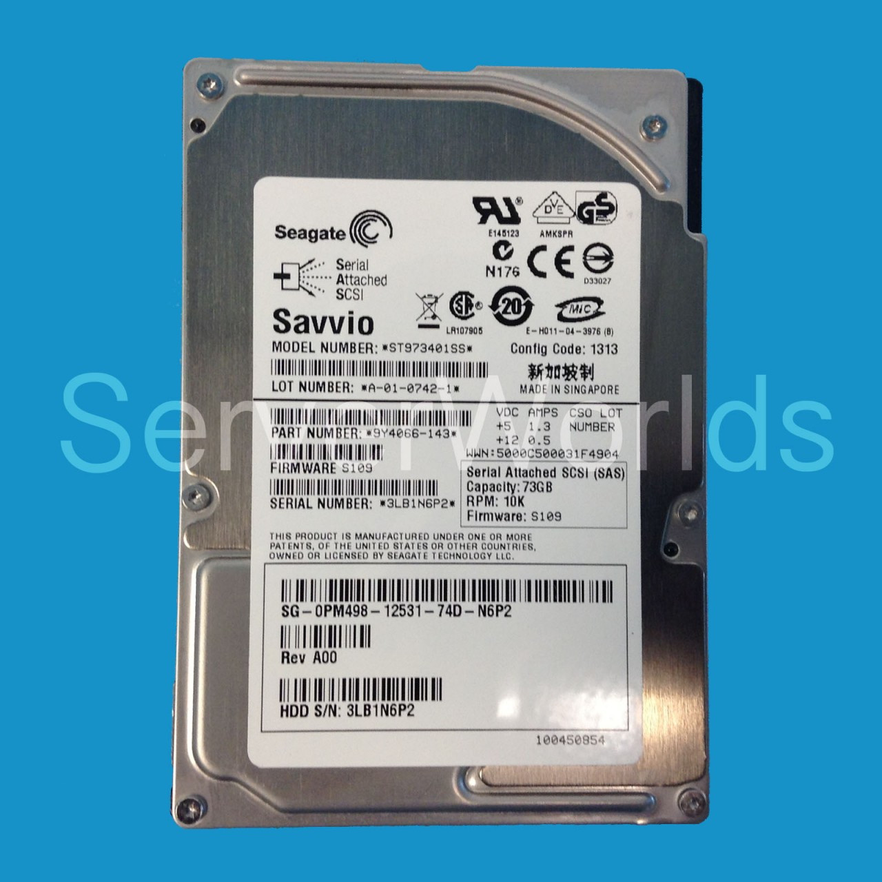 Dell PM498 73GB SAS 10K 3GBPS 2.5" Drive 9Y4066-143 ST973401SS