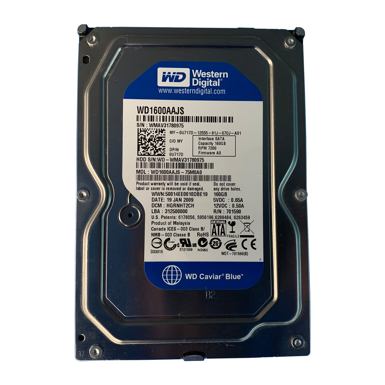 Dell U717D 160GB SATA 7.2K 3GBPS 3.5" Drive WD1600AAJS-75B4A0