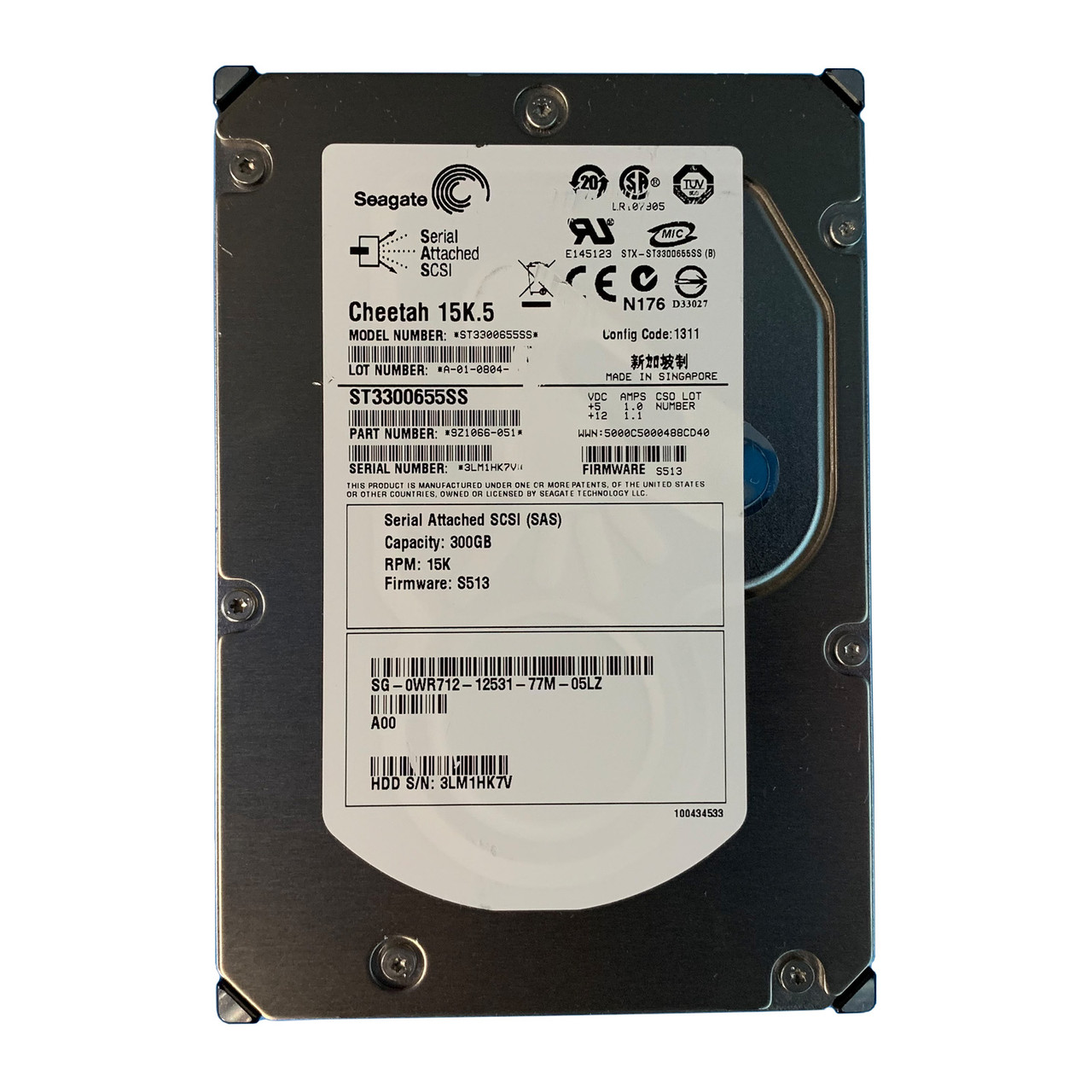 Dell WR712 300GB SAS 15K 3GBPS 3.5" Drive 9Z1066-051 ST3300655SS