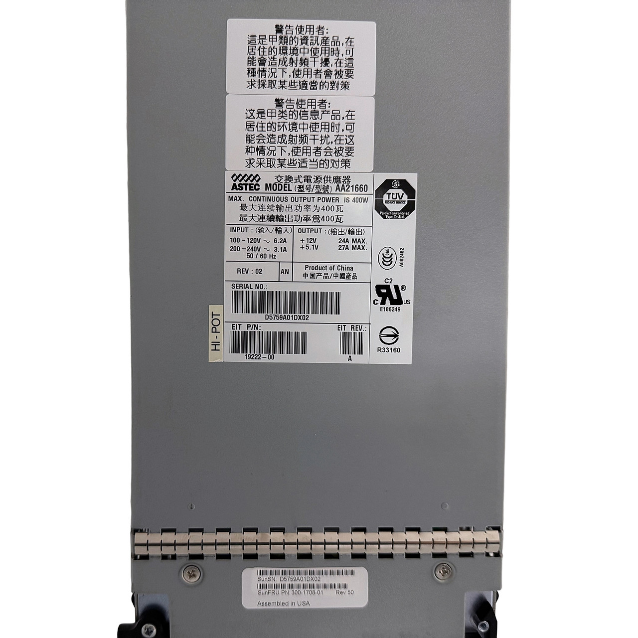 Sun 300-1708 StorEdge 6130 400W Power Supply AA21660