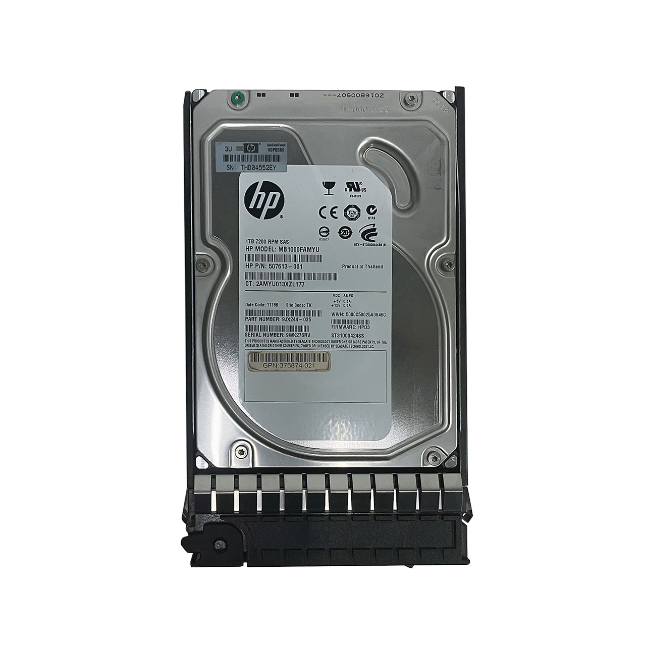 HP 461289-001 1TB 7200 3G 3.5 MDL Hot Plug SAS 375874-021 507613-001