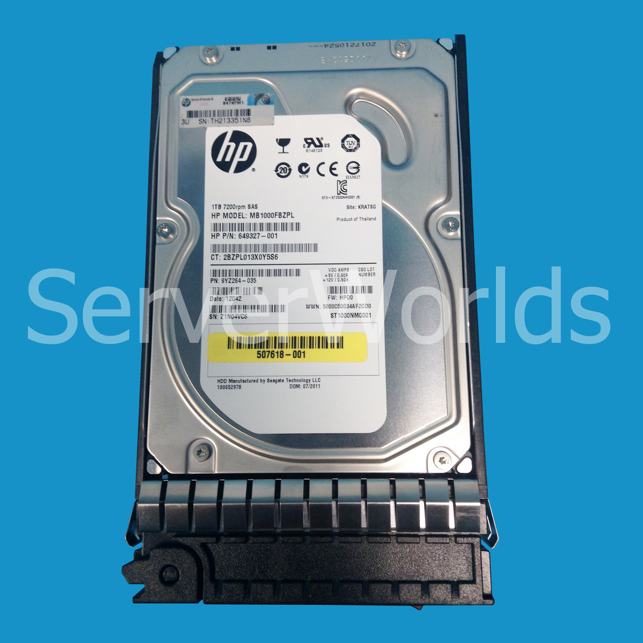 HP 508011-001 1TB 6G 7200 LFF Hot Plug Disk 507613-001, 507614-B21