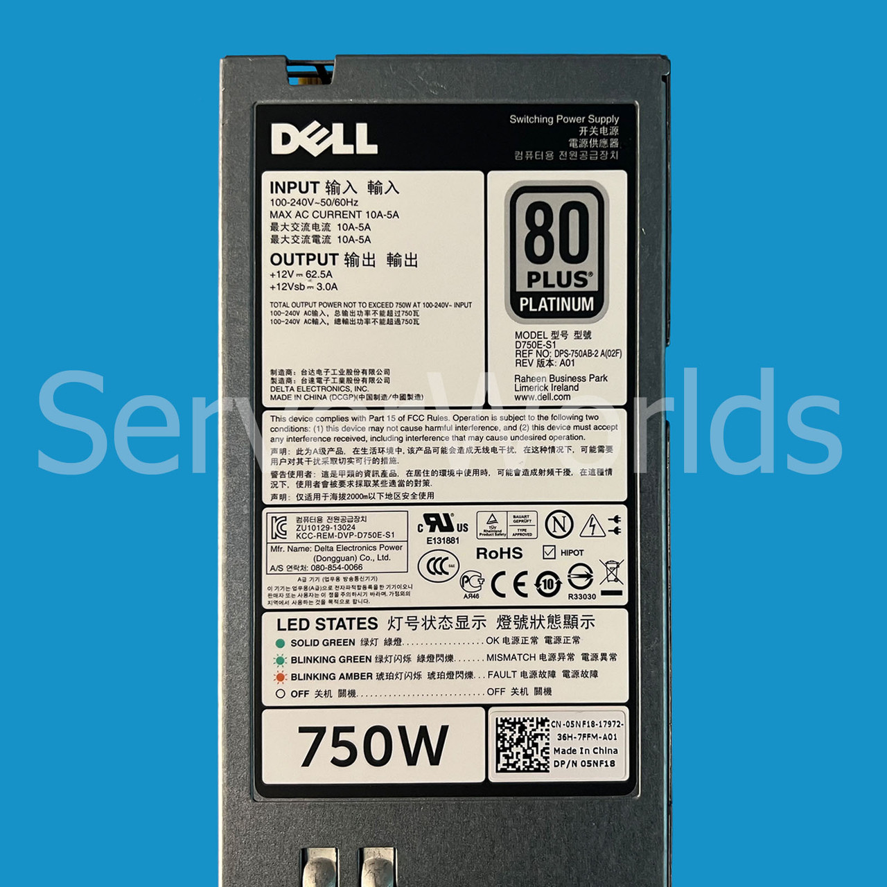 Dell 5NF18 Poweredge Platinum 750W Power Supply D750E-S1 DPS-750AB-2
