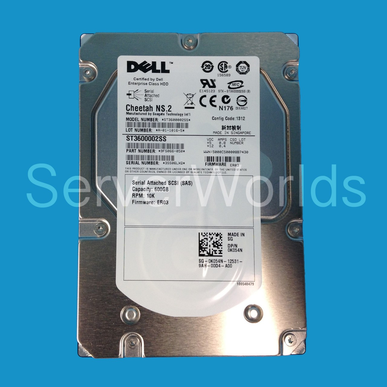 Dell K054N 600GB SAS 10K 6GBPS 3.5" Drive 9FS066-050 ST3600002SS