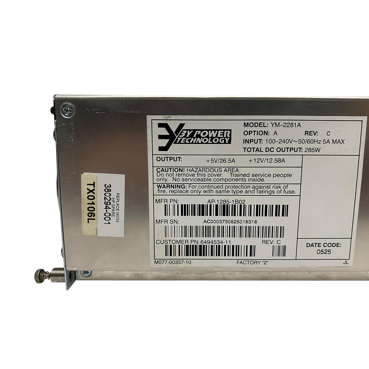 HP 380294-001 ESL E-Series Power Supply Module YM-2281A AP-1285-1B02