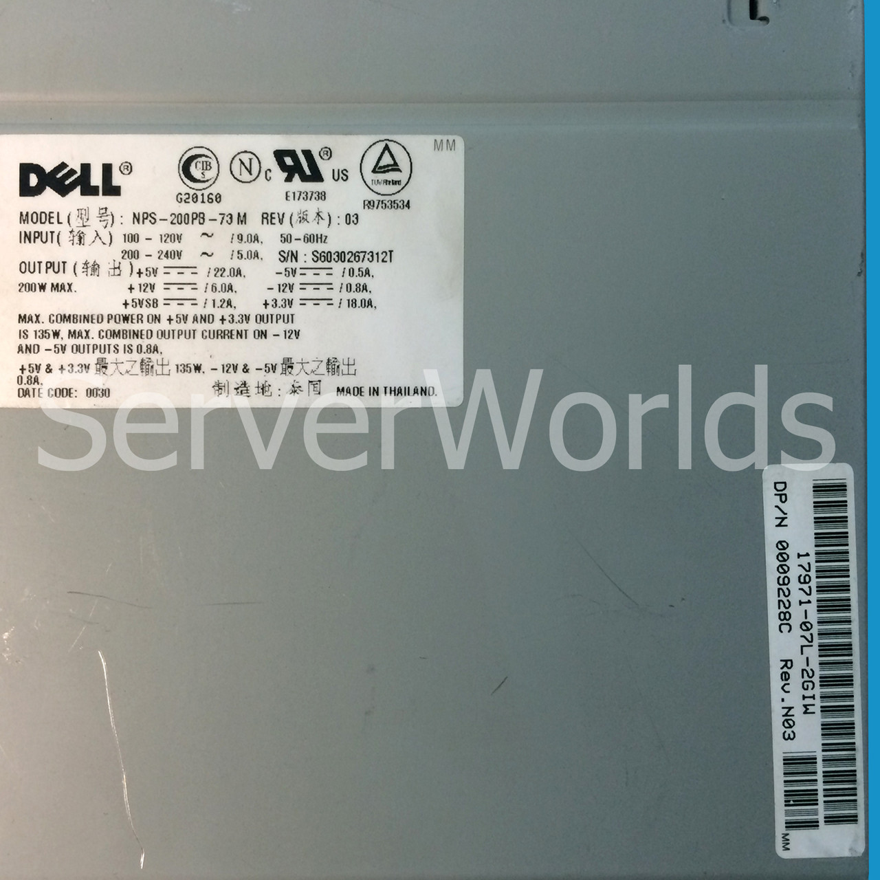 Dell 9228C Optiplex GX1/GX110 Power Supply 200W NPS-200PB