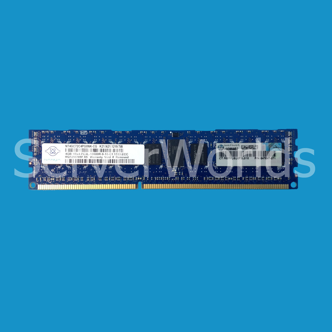 HP 647647-071 4GB 1RX4 PC3L-10600R-9 Kit 604500-B21, 604500-S21