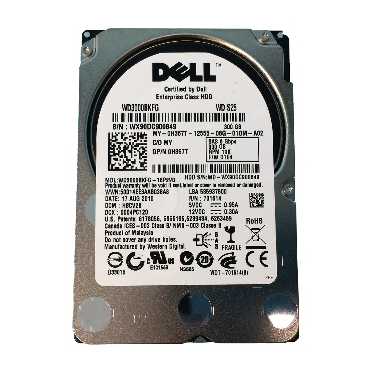 Dell H367T 300GB SAS 10K 6GBPS 2.5" Drive WD3000BKFG-18P2V0