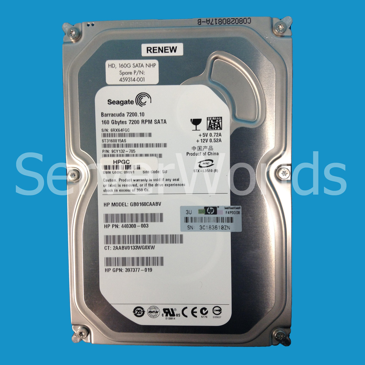 HP 459314-001 160GB 7.2K SATA LFF NHP Hard Drive