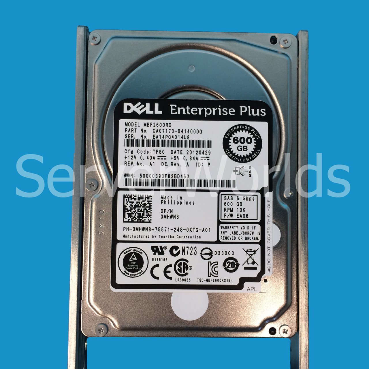 EqualLogic MHWN8 600GB SAS 10K 6GBPS 2.5" Drive w/tray