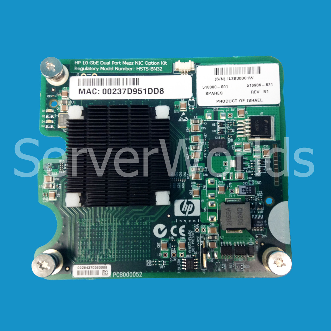 HP 518000-001 10GBE Dual Port Mezz NIC 516936-B21