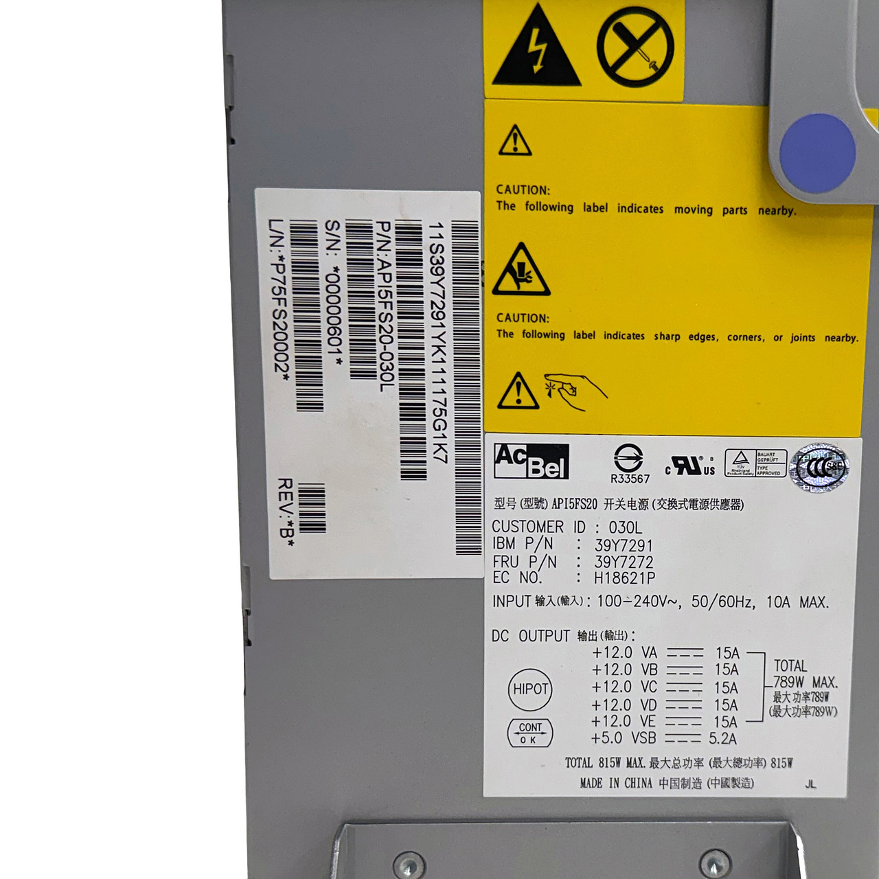 IBM 39Y7272 Z Pro 815W Power Supply 39Y7291 H18621P