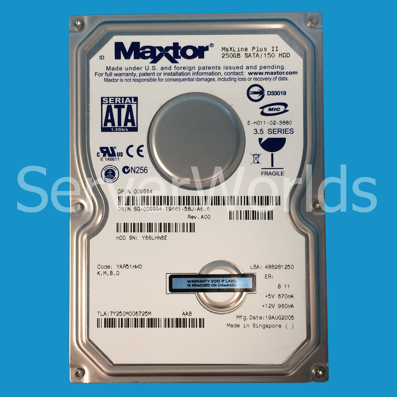 Dell D9994 250GB SATA 1.5GBPS 3.5" Drive