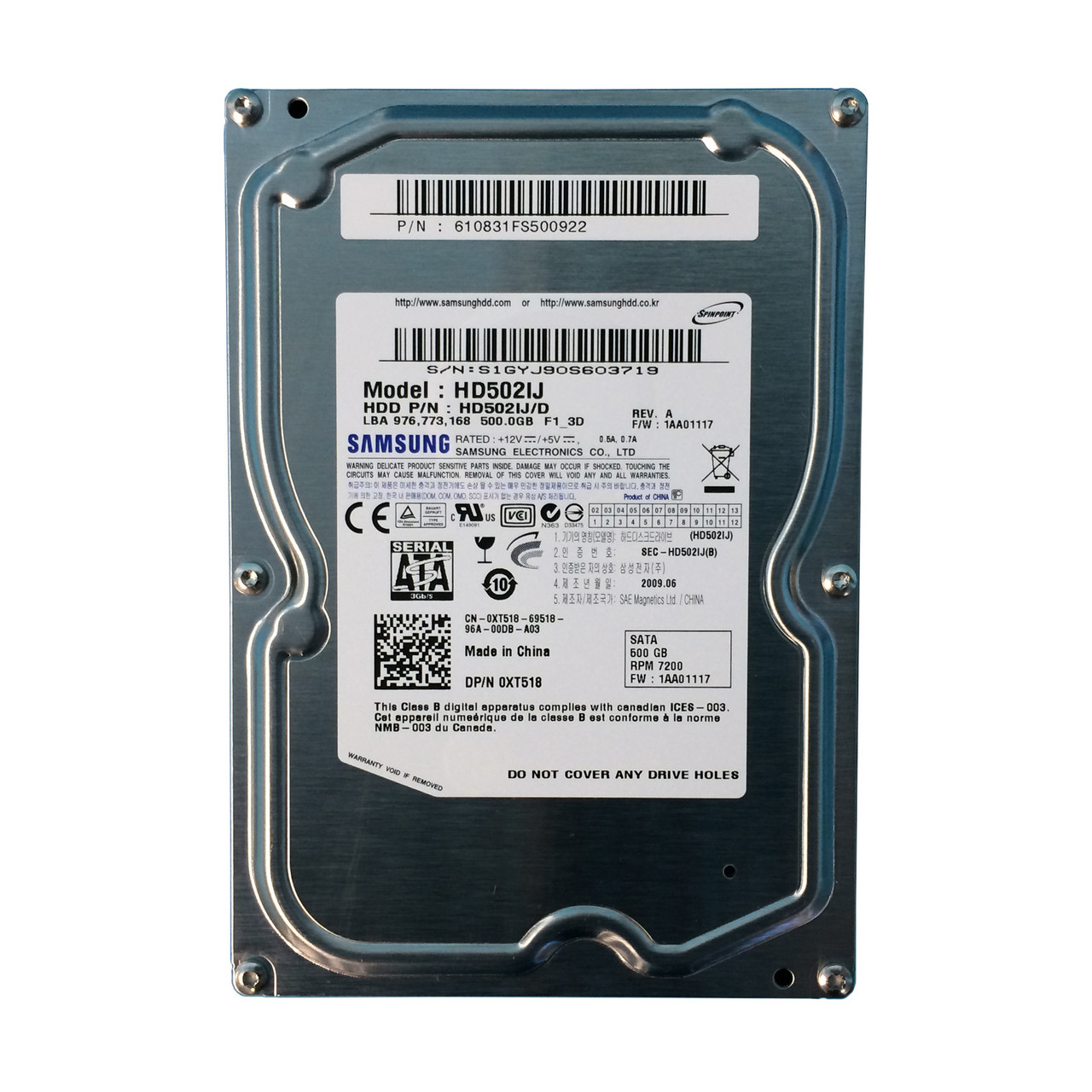 Dell XT518 500GB SATA 7.2K 3GBPS 3.5' Drive HD502IJ/D