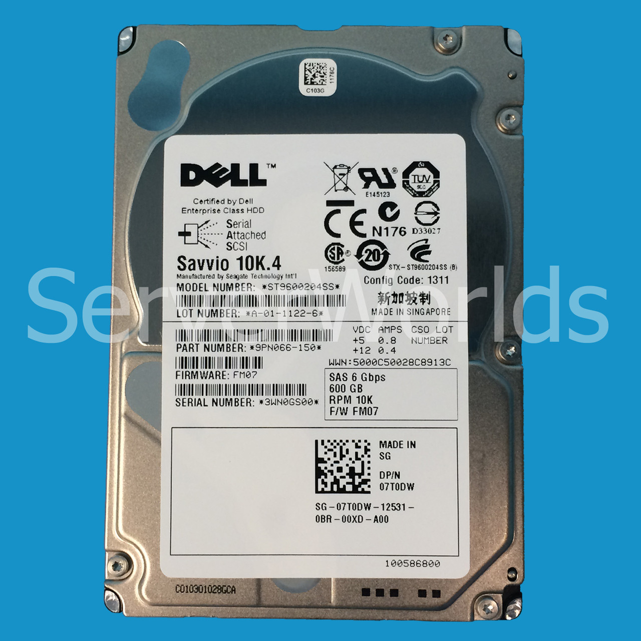 Dell 7T0DW 600GB SAS 10K 6GBPS 2.5" Drive 9PN066-150 ST9600204SS