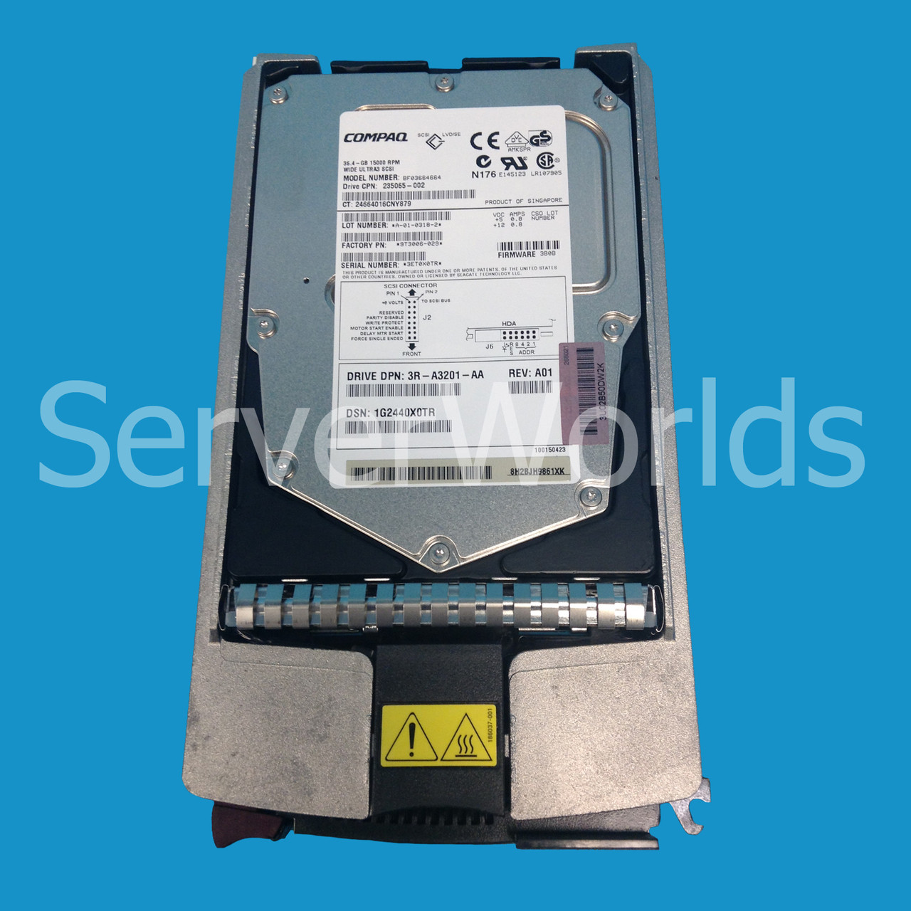 HP 233350-001 36.4GB 15K U3 SCSI Hotpluggable Hard Drive 251872-002