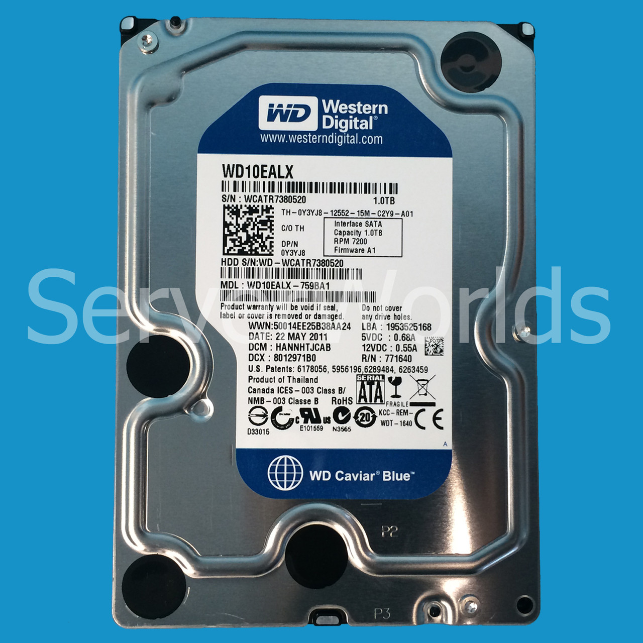 Dell Y3YJ8 1TB SATA 7.2K 6GBPS 3.5" Drive WD10EALX-759BA1