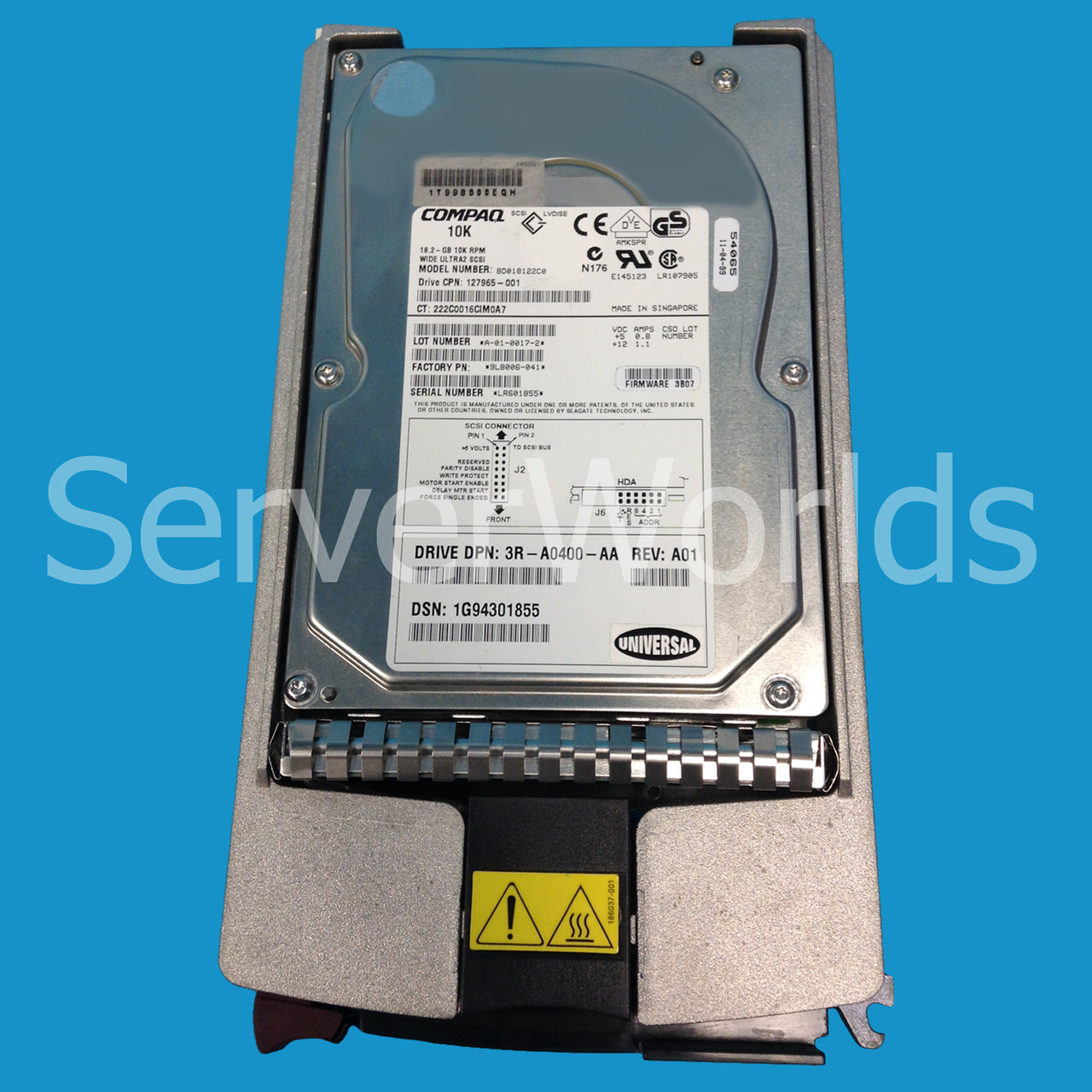 HP 127965-001 18.2GB U2 10K SCSI Hot Plug Hard Drive 127980-001 143920-001