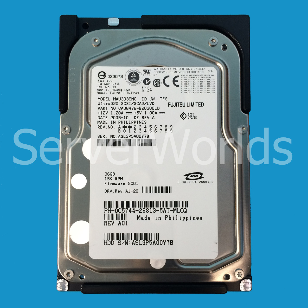 Dell C5744 36GB U320 15K 80Pin Drive CA06478-B20300LD MAU3036NC