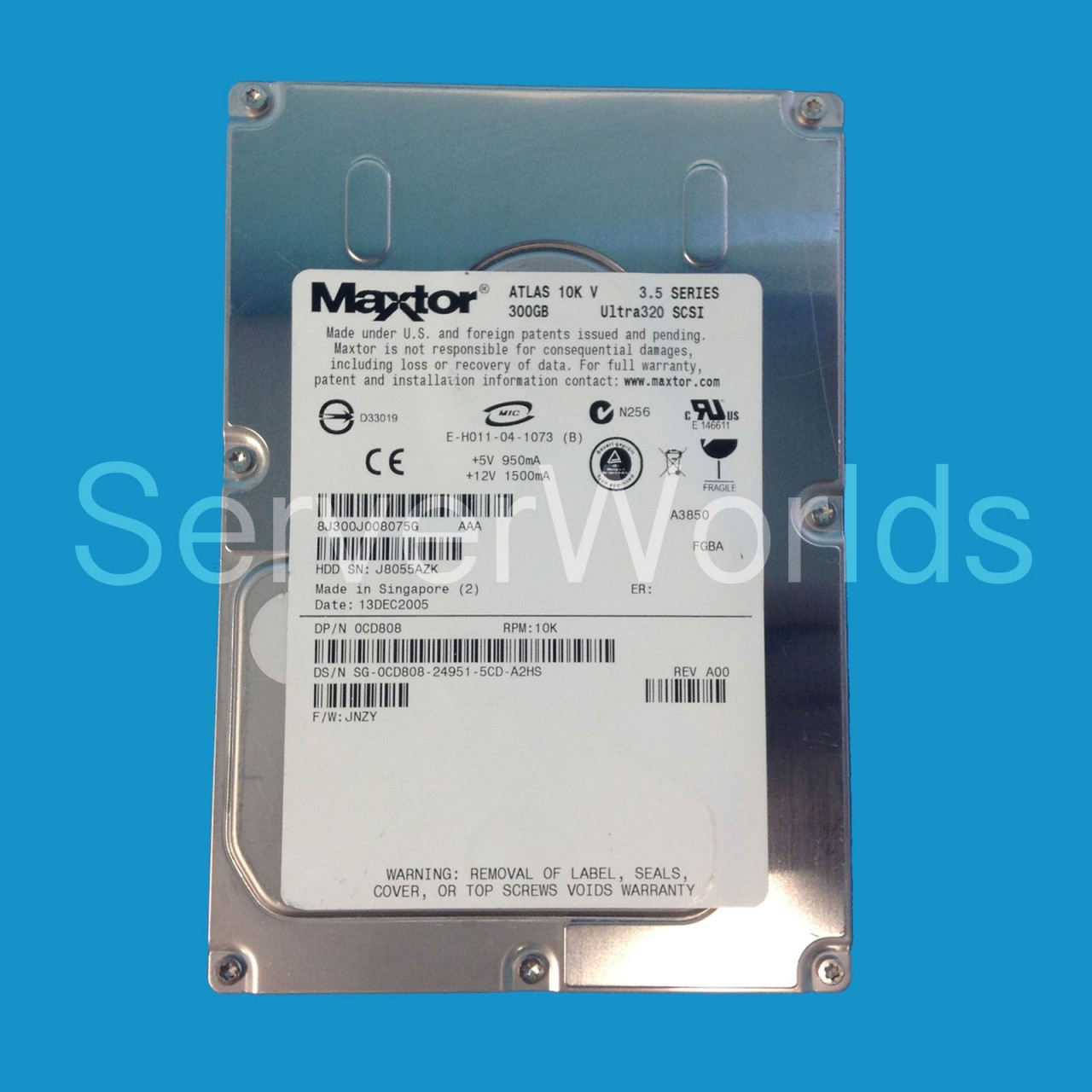 Dell CD808 300GB U320 10K 80Pin Drive 8J300J008075G