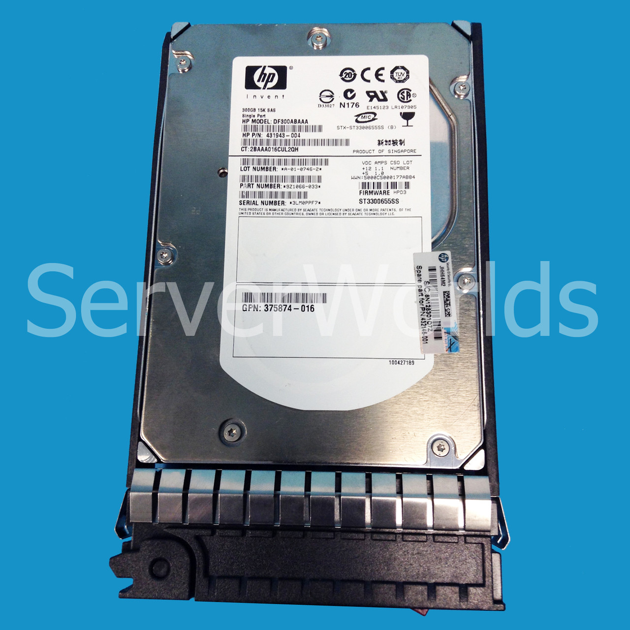 HP 432146-001 300GB 15K SAS Pluggable 3.5" HDD  431944-b21