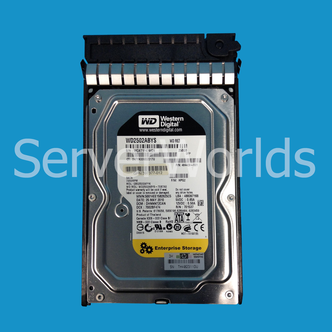 HP 459318-001 250GB Hot Plug MDL SATA HDD 482483-001, 484429-001