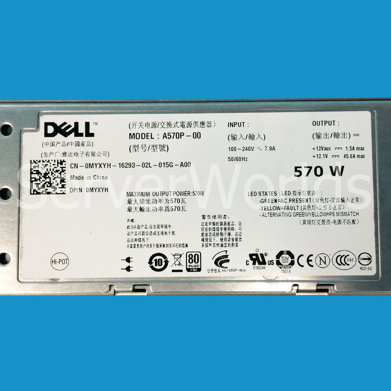 Dell MYXYH PowerEdge T610/R710 Power Supply A570P-00