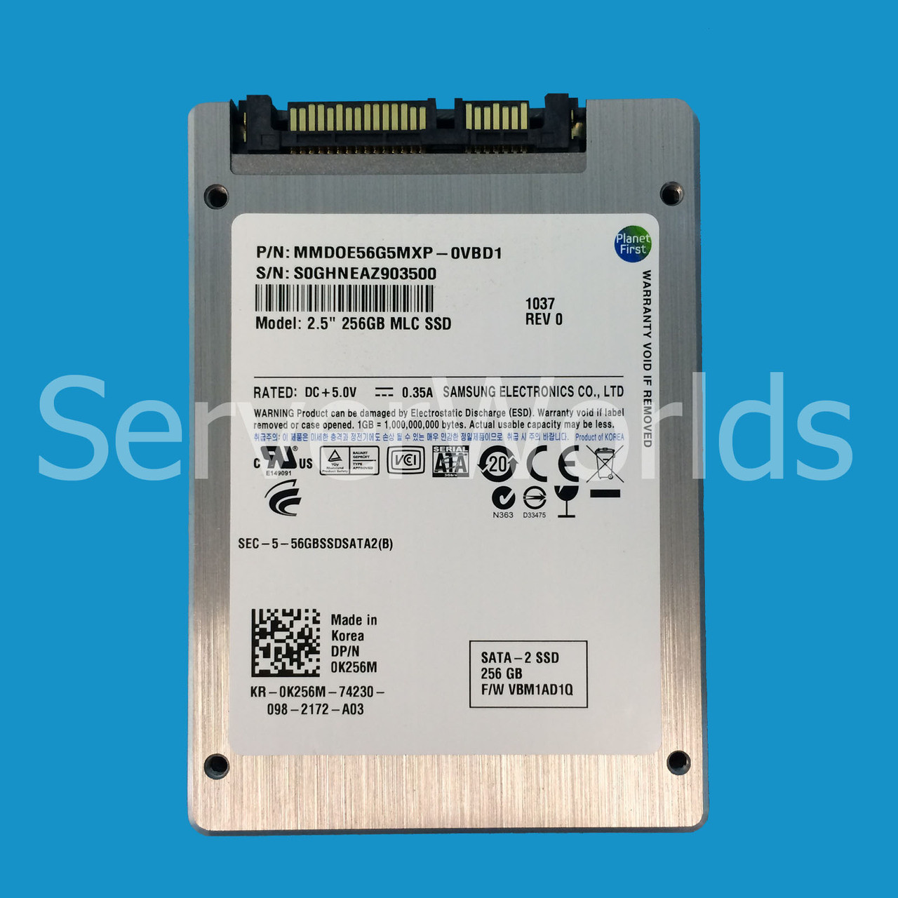 Dell K256M 256GB SATA 3GBPS 2.5" Solid State Drive MMD0E56G5MXP-0VB1