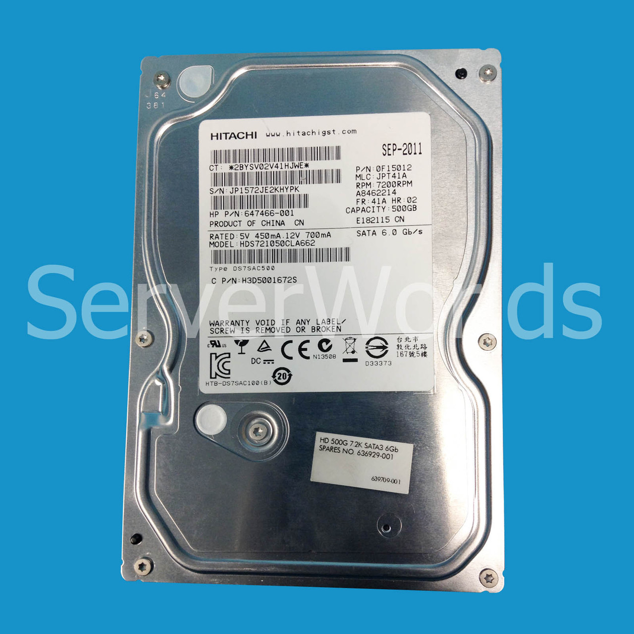 HP 636929-001 | 500GB SATA 6G Hard Drive | HP 633980-001