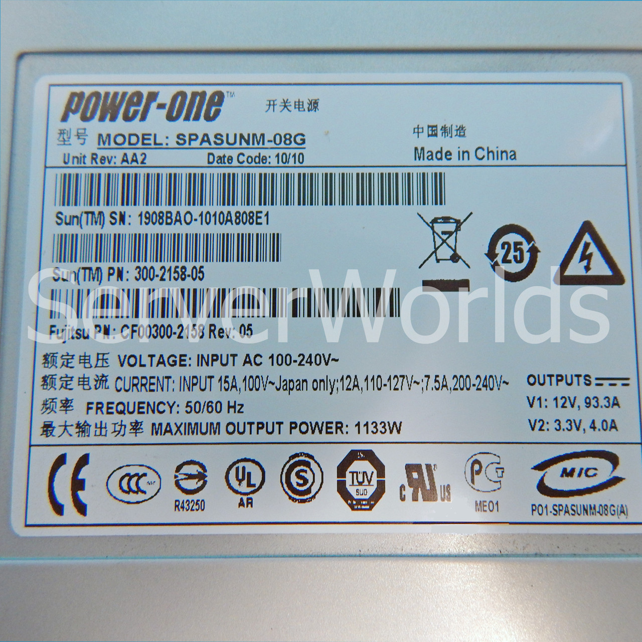 Sun 300-2158 1133 Watt Power Supply X4600 M2