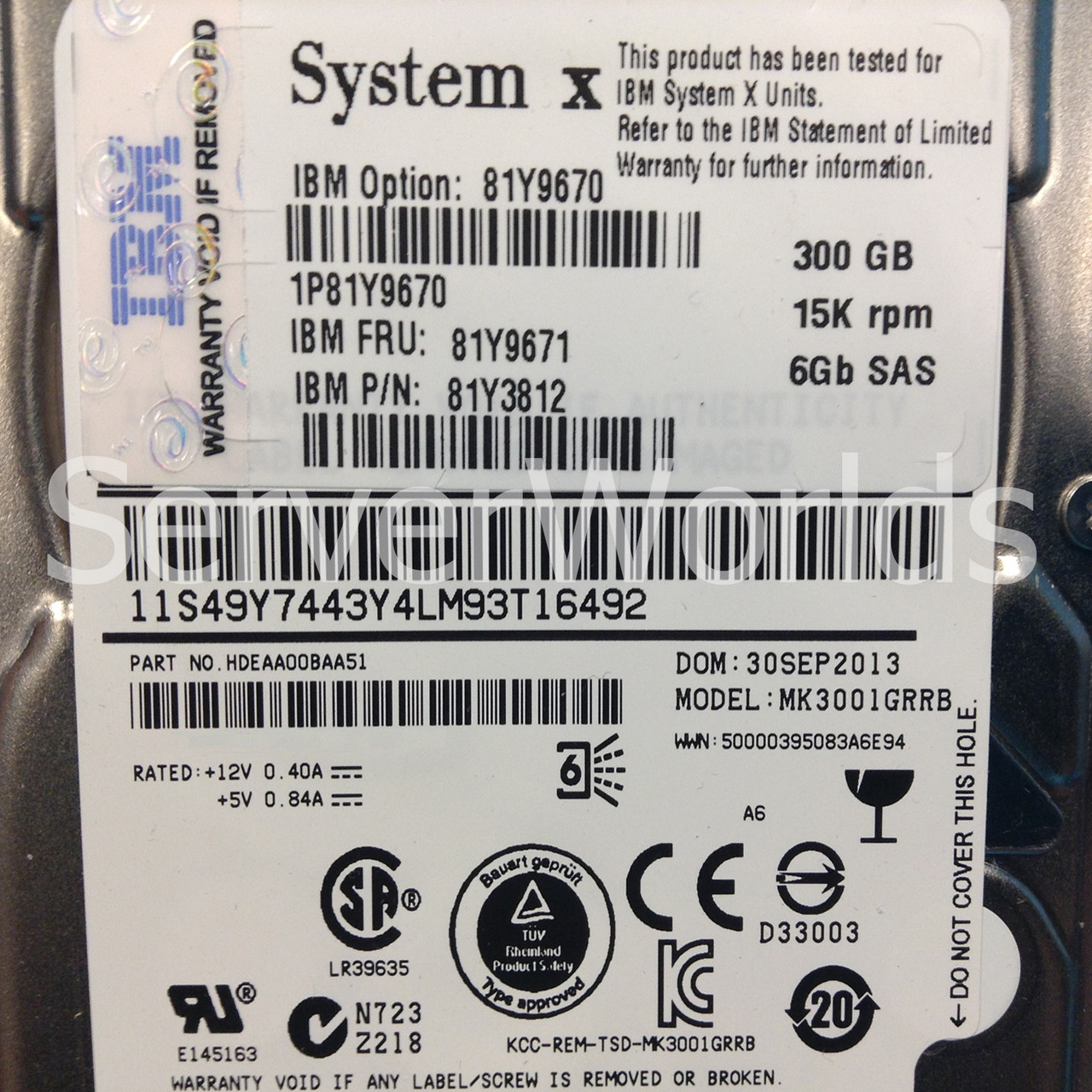 IBM 81Y9671 300Gb 15000Rpm 2.5Inch 6Gbps SAS Slim Hot-Swap Hard Drive