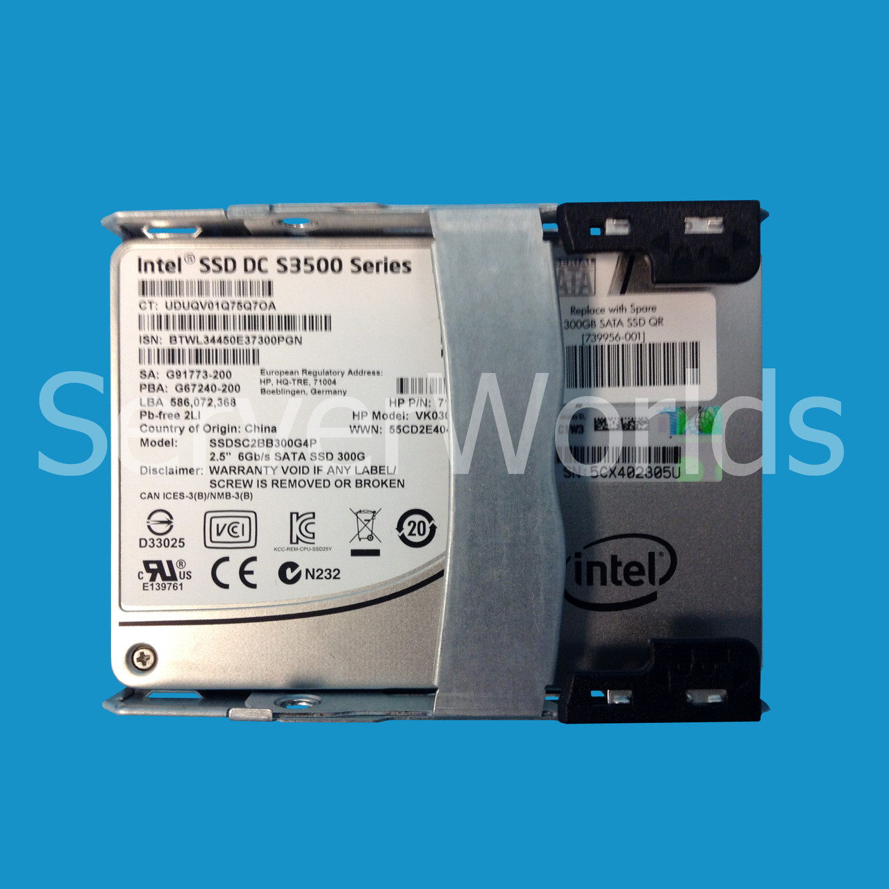 HP 739956-001 300GB SSD 6G 2.5" Quick Release Tray 739958-001