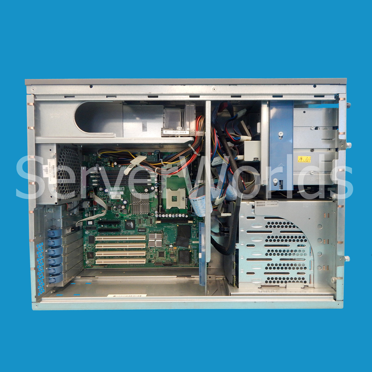 Refurbished HP ML350 G4 Tower SCSI X3.0 1MB/800 512MB 36GB 354611-002 Side Panel Removed