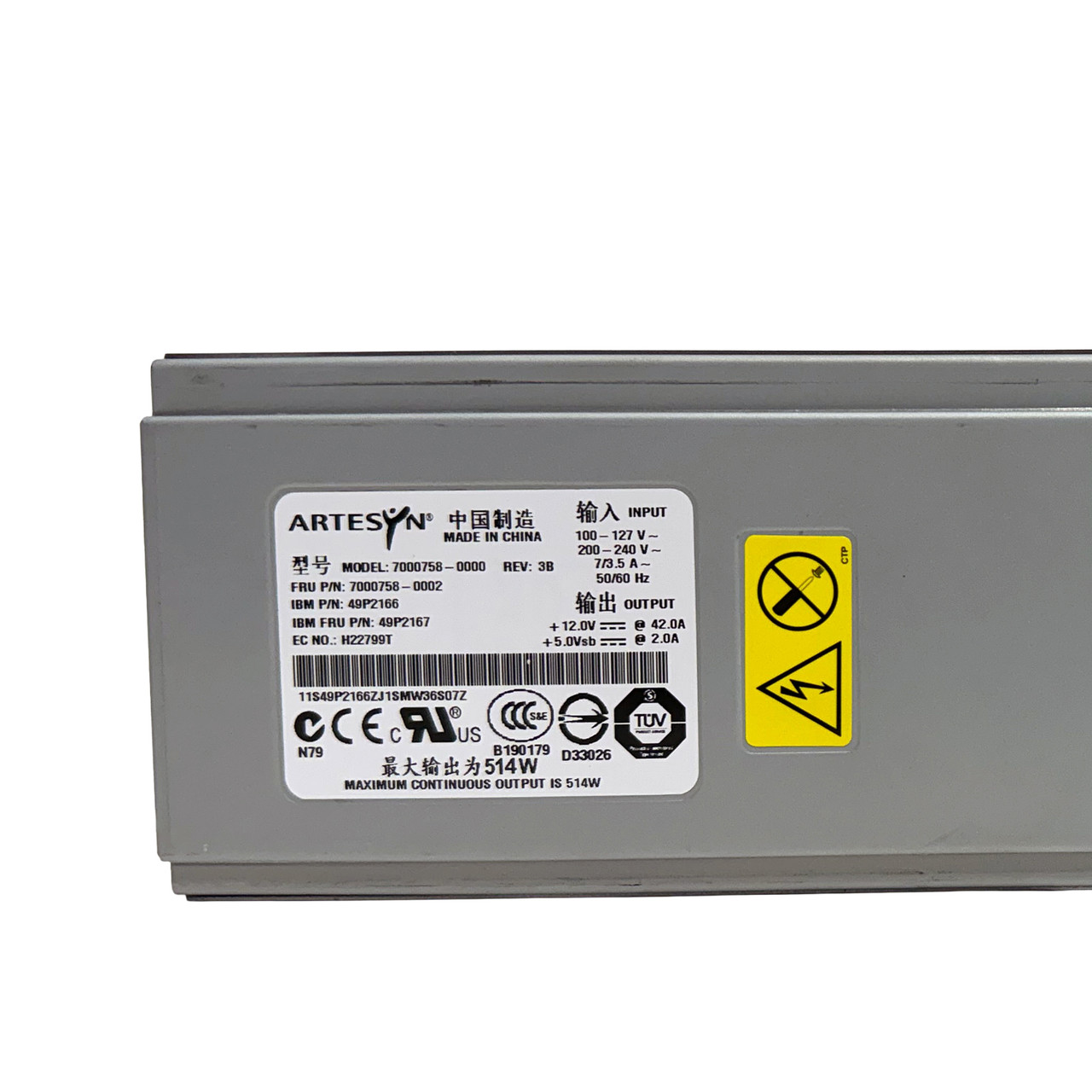 IBM 49P2167 514W Power Supply 49P2166 7000758-0002