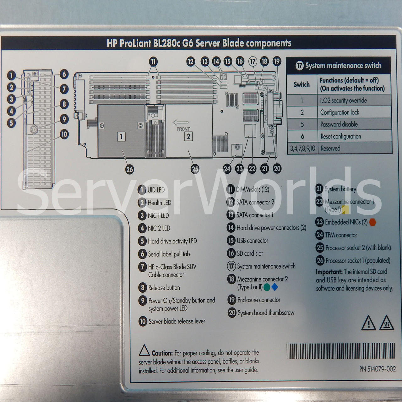 HP 598129-B21 Proliant  BL280C G6 X5650 6GB 