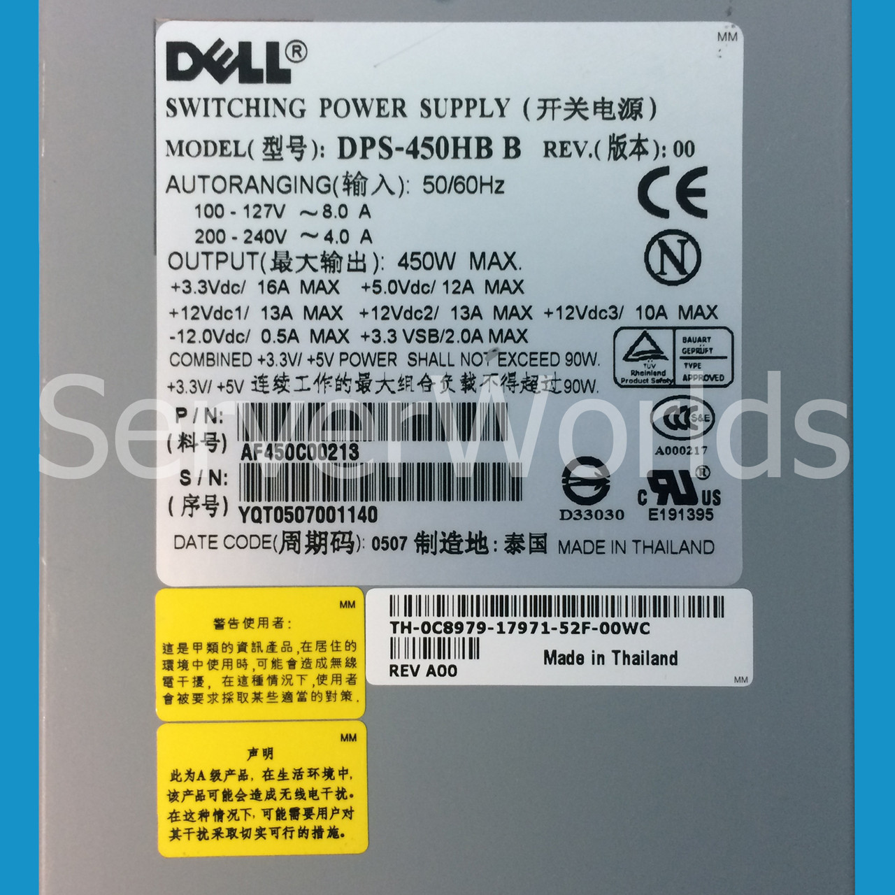 Dell C8979 Poweredge SC1425 Power Supply AF450C00213 DPS-450HB B