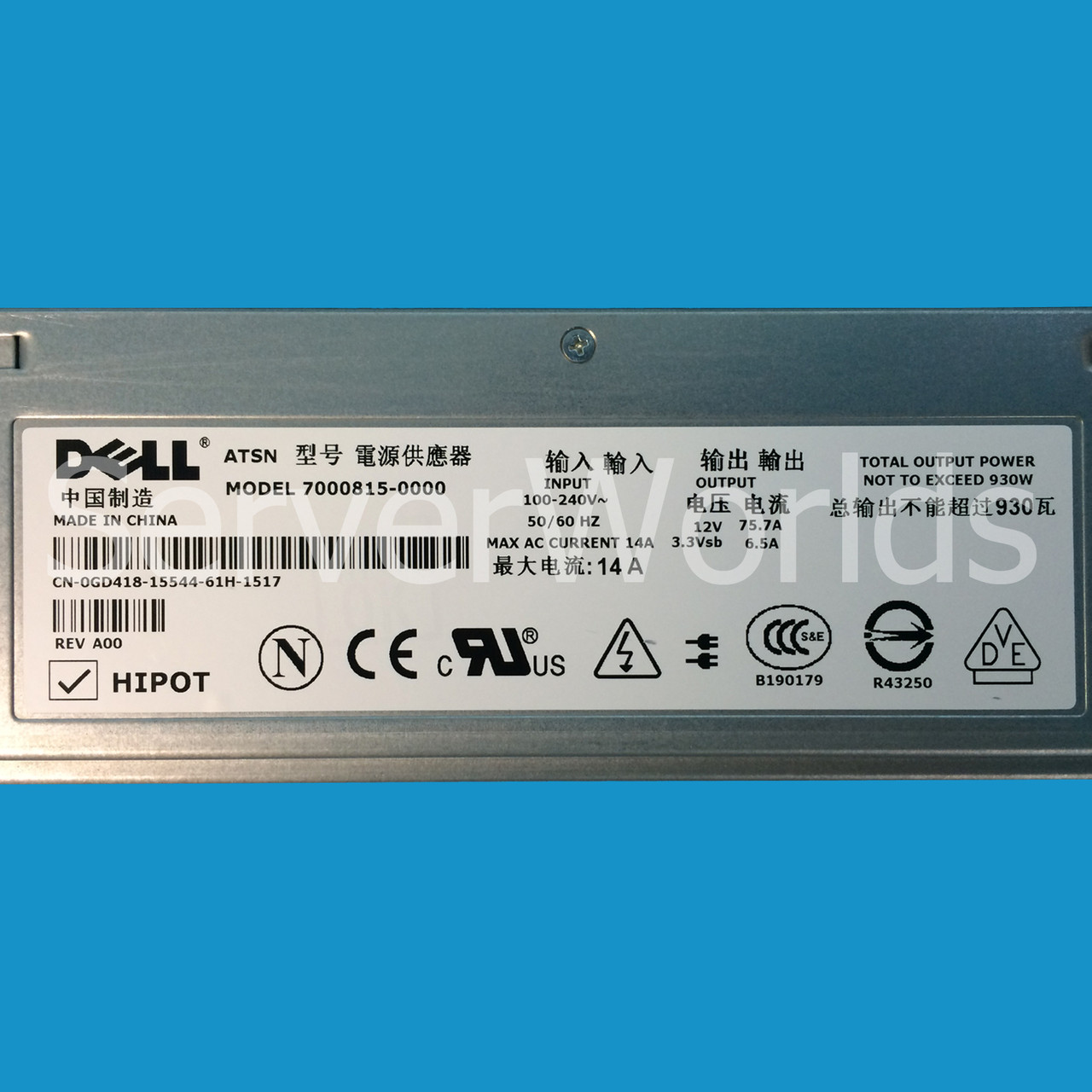 Dell GD418 Poweredge 2800 Power Supply 7000815-0000