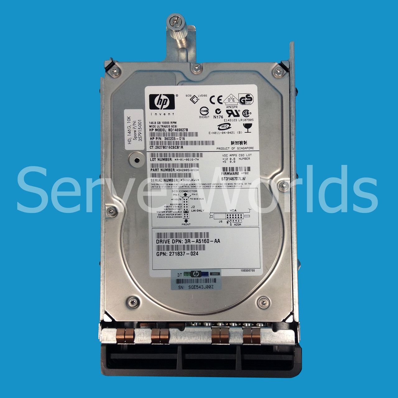 HP 357915-001 146.8GB U320 10K SCSI 68pin Hard Drive 367105-001