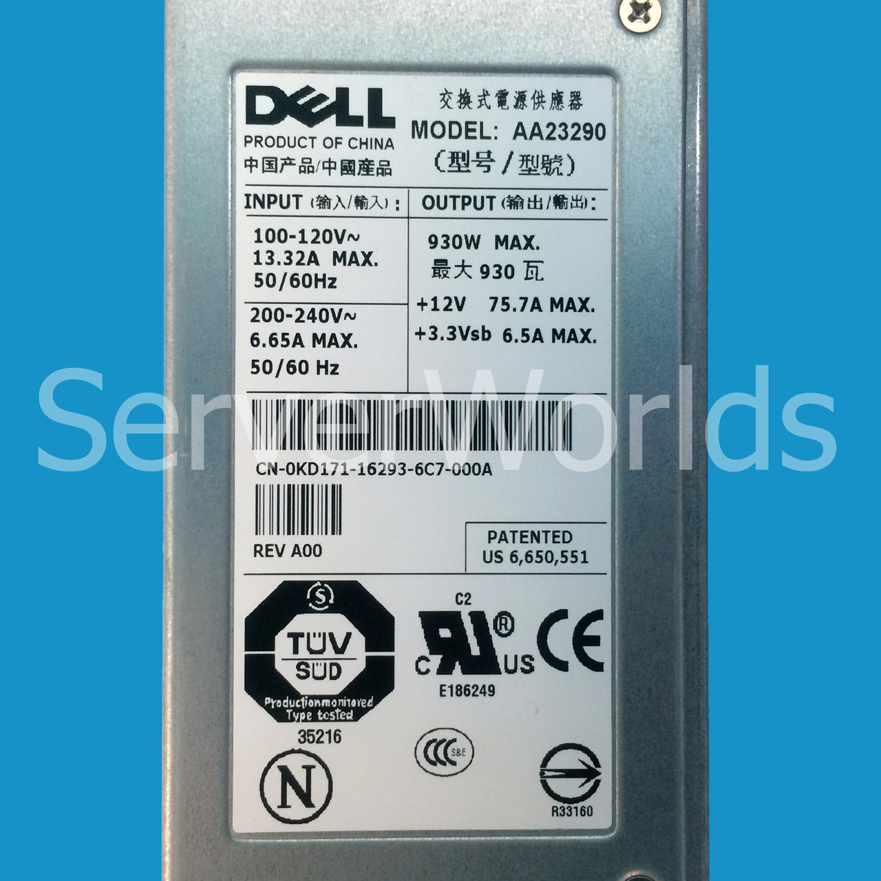 Dell KD171 Poweredge 2800 Power Supply AA23290