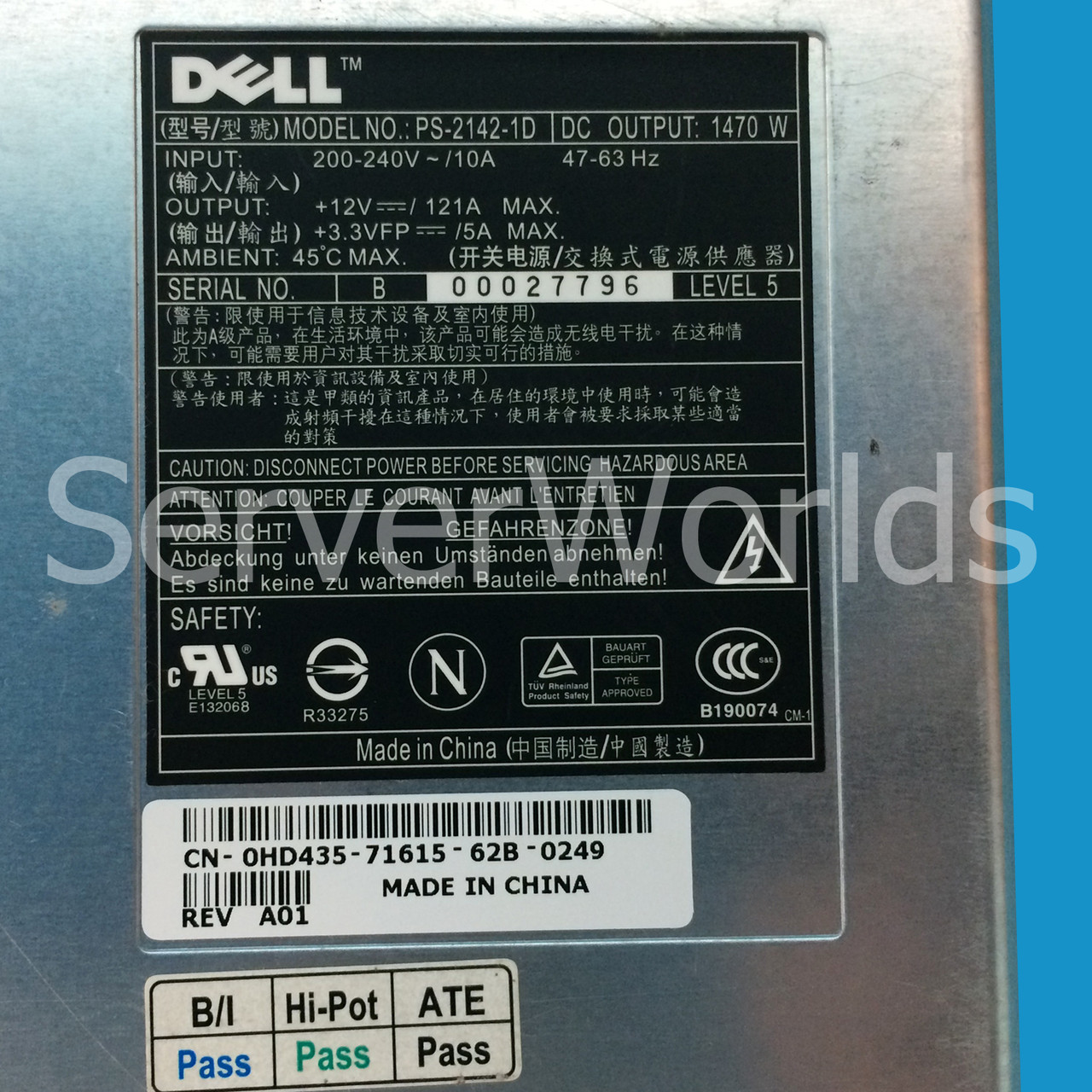 Dell HD435 Poweredge 6850 Power Supply PS-2142-1D